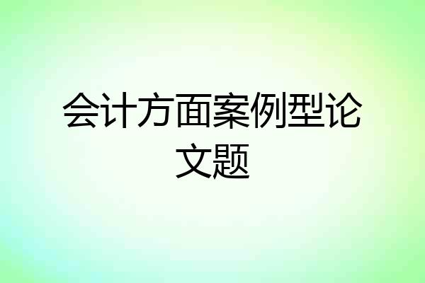 会计方面案例型论文题