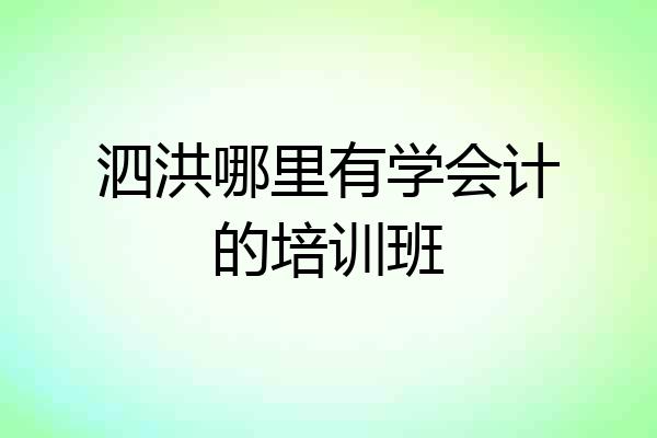 泗洪哪里有学会计的培训班