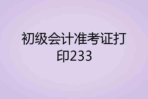 初级会计准考证打印233