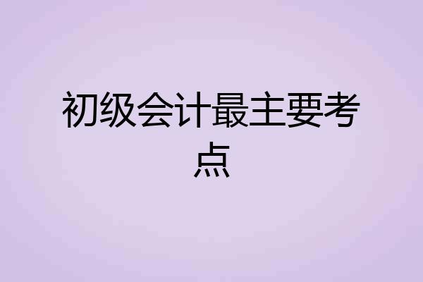 初级会计最主要考点