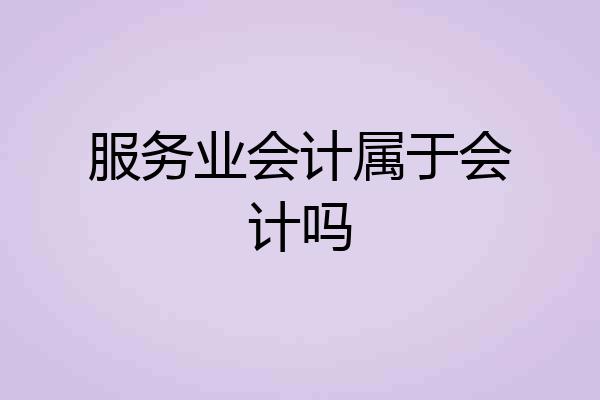 服务业会计属于会计吗