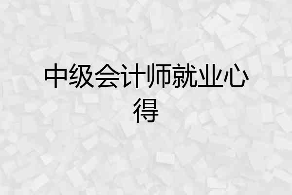 中级会计师就业心得