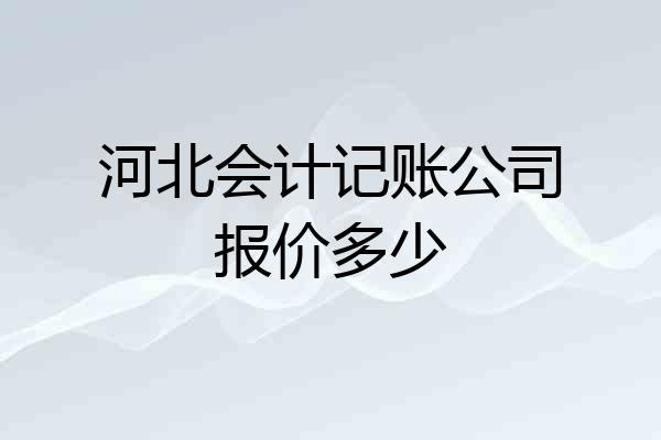 河北会计记账公司报价多少