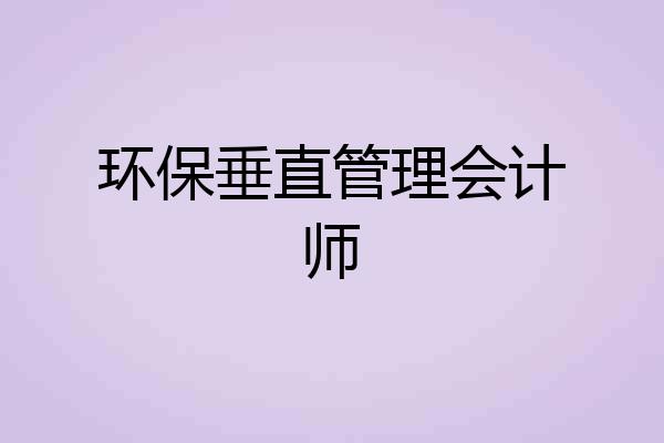 环保垂直管理会计师