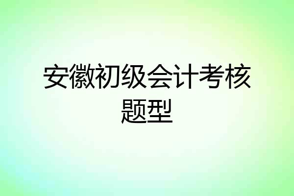 安徽初级会计考核题型