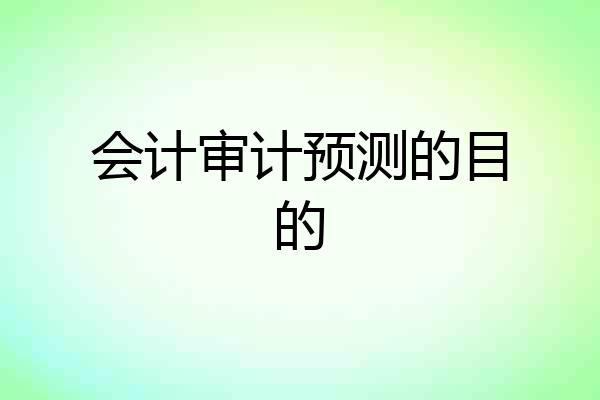 会计审计预测的目的