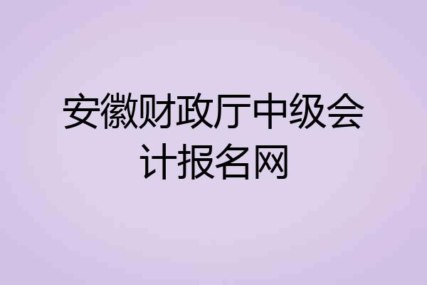 安徽财政厅中级会计报名网