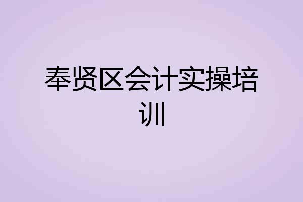 奉贤区会计实操培训