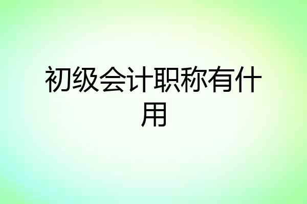 初级会计职称有什用