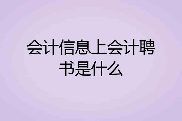 会计信息上会计聘书是什么