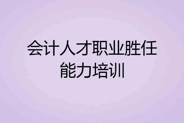 会计人才职业胜任能力培训