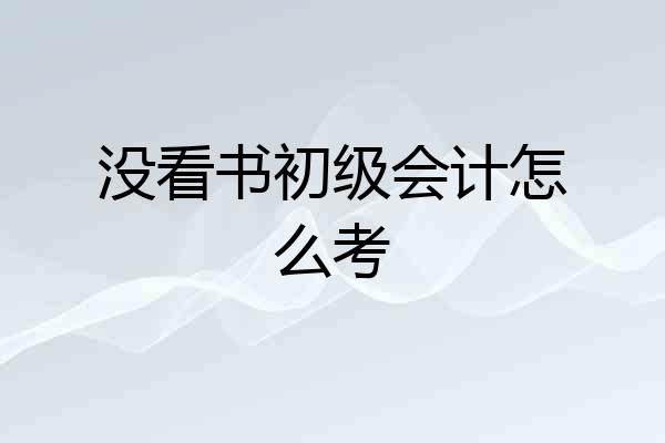 没看书初级会计怎么考