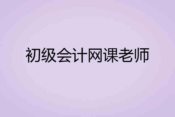 初级会计网课老师