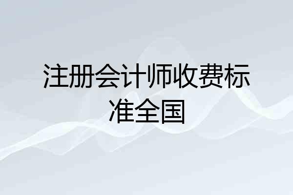注册会计师收费标准全国
