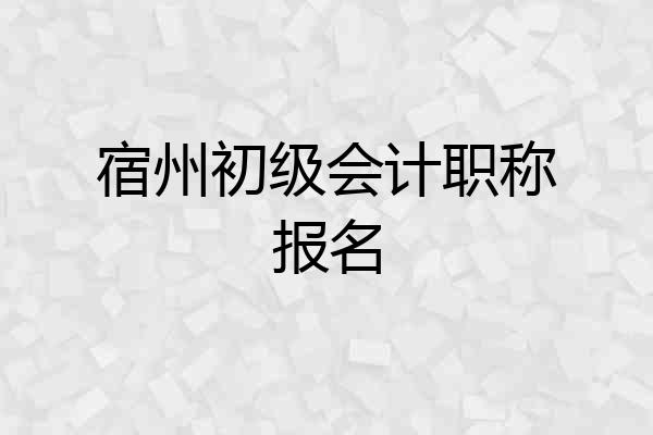 宿州初级会计职称报名