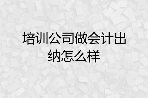 培训公司做会计出纳怎么样