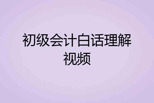 初级会计白话理解视频