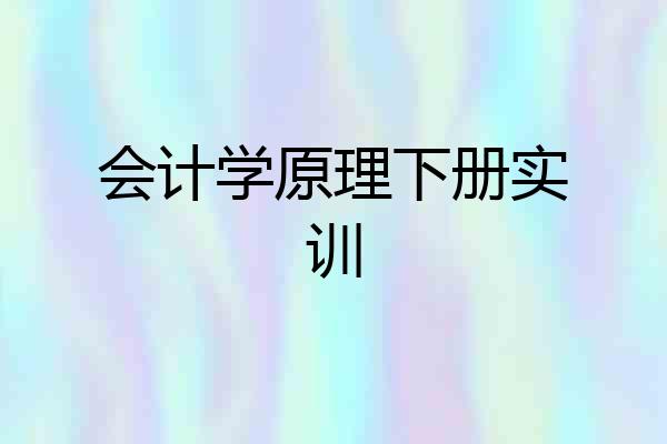 会计学原理下册实训