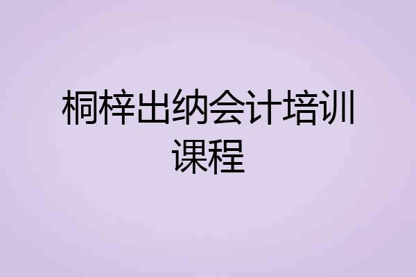 桐梓出纳会计培训课程
