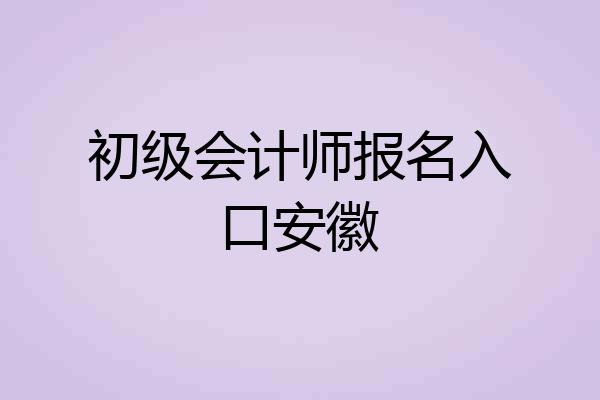 初级会计师报名入口安徽