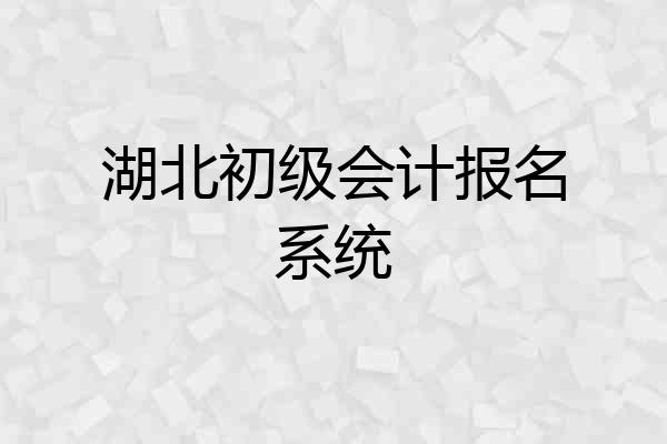 湖北初级会计报名系统