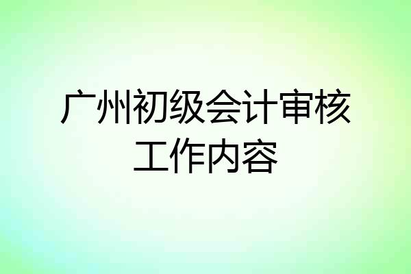 广州初级会计审核工作内容