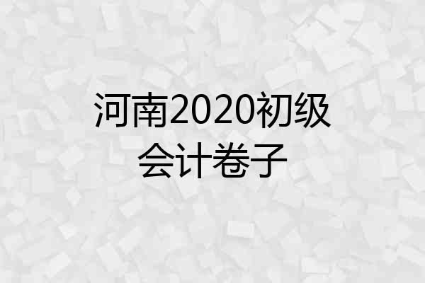 河南2020初级会计卷子