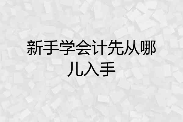 新手学会计先从哪儿入手