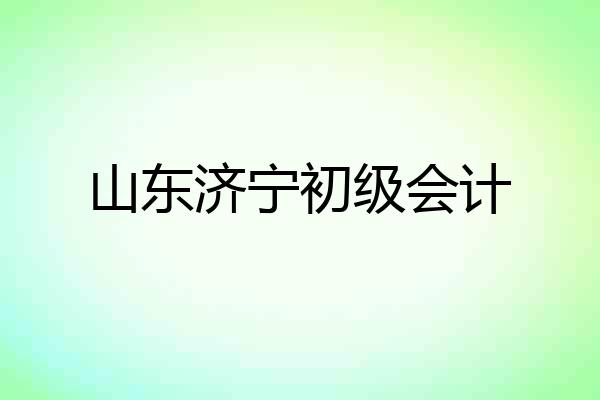山东济宁初级会计