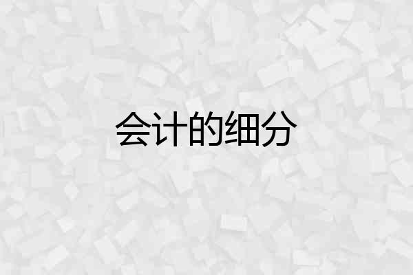 会计的细分