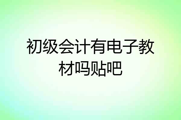 初级会计有电子教材吗贴吧
