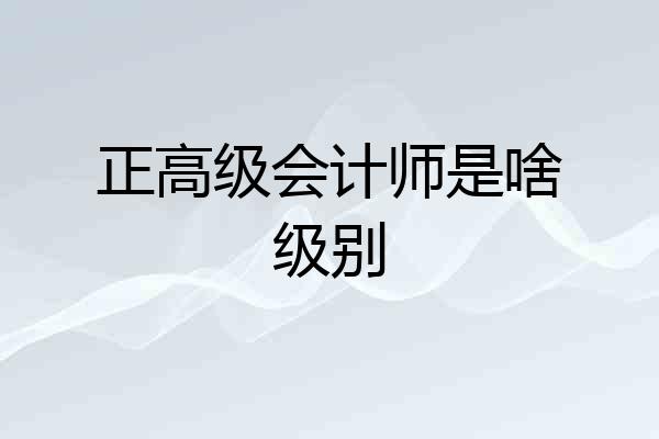 正高级会计师是啥级别