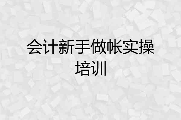 会计新手做帐实操培训