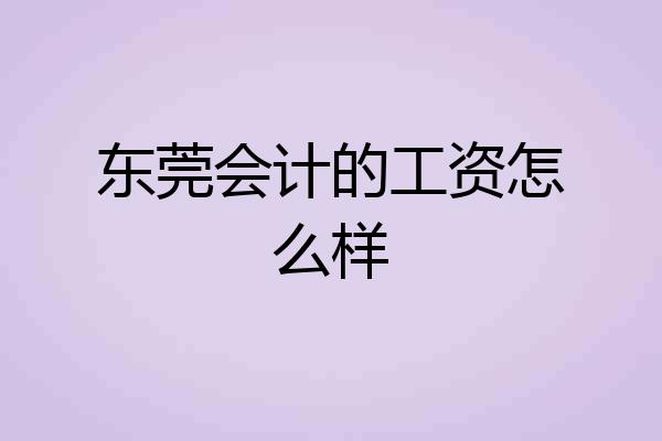 东莞会计的工资怎么样