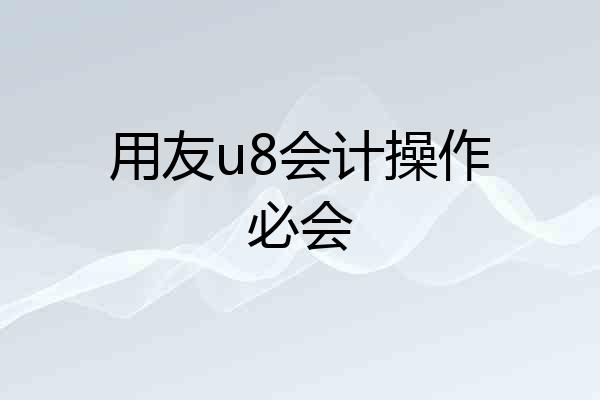 用友u8会计操作必会