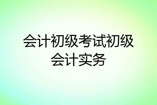 会计初级考试初级会计实务