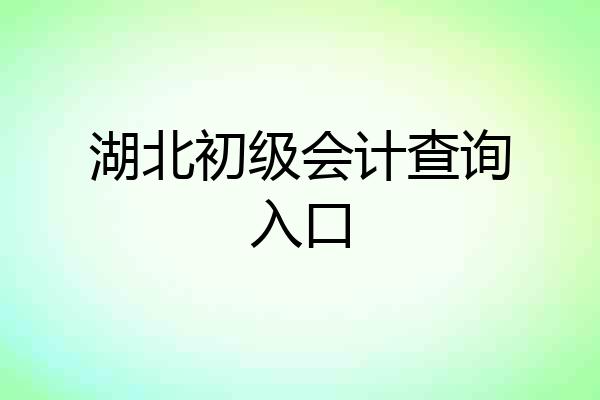 湖北初级会计查询入口