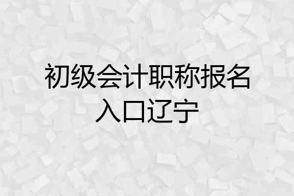 初级会计职称报名入口辽宁