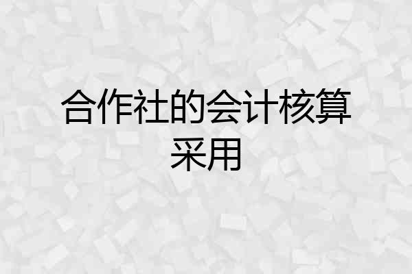 合作社的会计核算采用