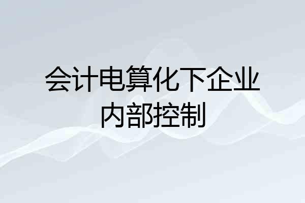 会计电算化下企业内部控制