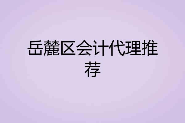 岳麓区会计代理推荐