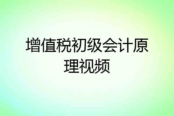 增值税初级会计原理视频