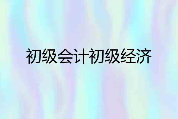 初级会计初级经济