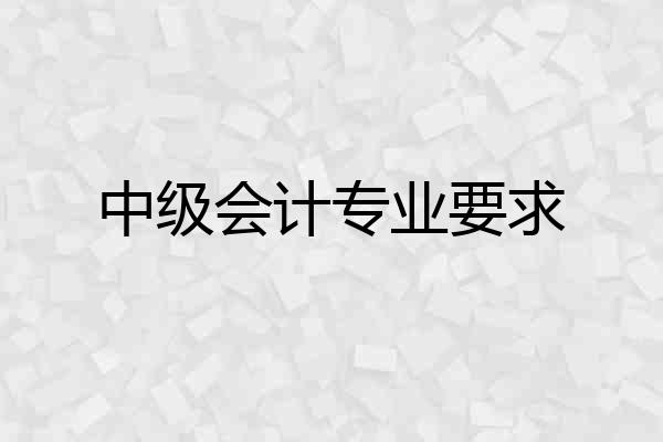 中级会计专业要求