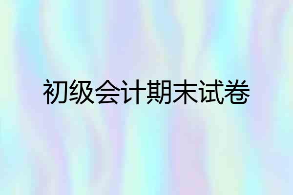 初级会计期末试卷