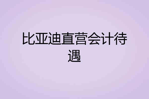 比亚迪直营会计待遇