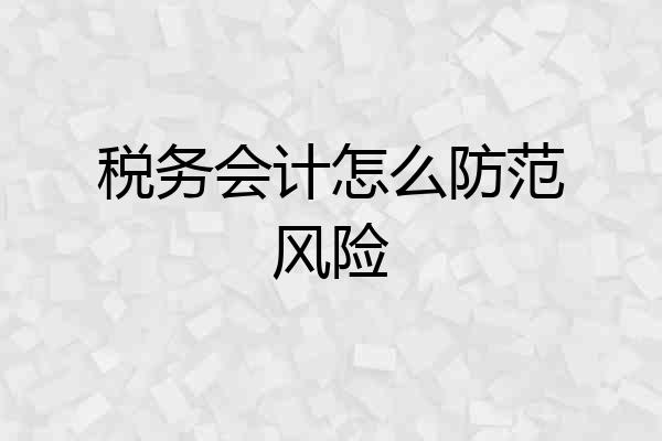税务会计怎么防范风险