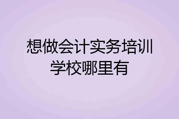 想做会计实务培训学校哪里有
