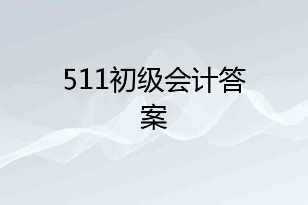 511初级会计答案