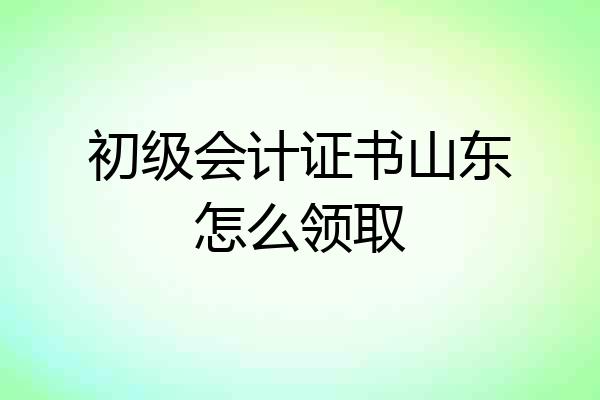 初级会计证书山东怎么领取